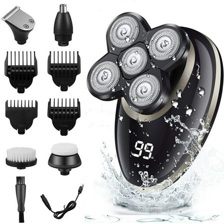 RAYCO 5 in 1 Cordless Rotary Razor Waterproof Shaver for Men, with LED Display Bald Head Beard Trimmer Grooming Kit