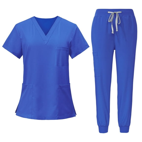RAYGARD Scrubs Medical Uniform - Women and Man Scrubs Set Medical Scrubs Top and Pants (Royal Blue)