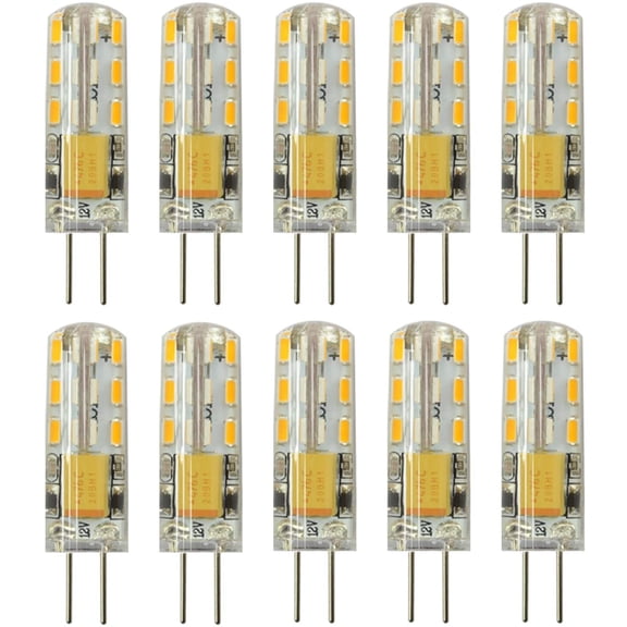 RAYHOO 10pcs G4 LED Bulbs JC Bi-Pin Base Lights 1.5W AC/DC 12V 10W-20W T3 Halon Bulb Replacement Landscape Bulbs (Warm White 3000K)