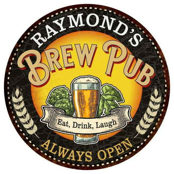 RAYMOND'S Beer Pub Man Cave Metal Sign Home Decor 12 inch Round 200120025429