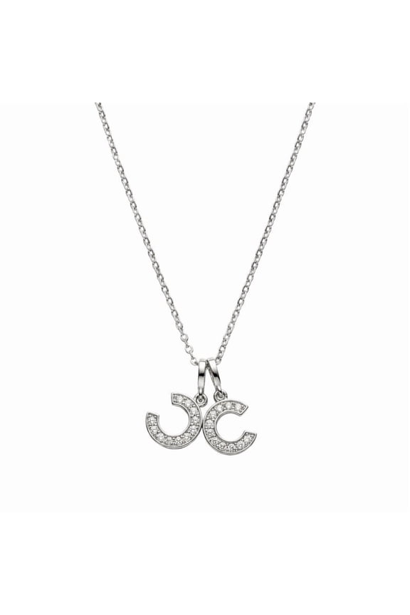 -Double Initial Letter Pendant Necklace with Cubic Zirconia Accent Alphabet Charm Necklace Adjustable Chain Personalized Jewelry Gift