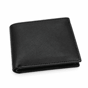 RAYMONS OVERSEAS - Mens Genuine Leather Textured Black Bi-Fold Wallet   Slim Credit Card Holder with Cash Compartment