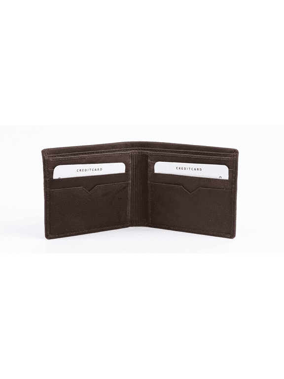 - Men's Genuine Leather Vertical Bi-Fold Wallet Brown Tall Wallet with Credit Card Slots Cash Compartment ID Holder Slim Everyday Wallet