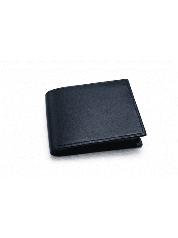 -Men's Genuine Leather Vertical Wallet | Slim Card Holder Wallet with Cash Pocket | Black