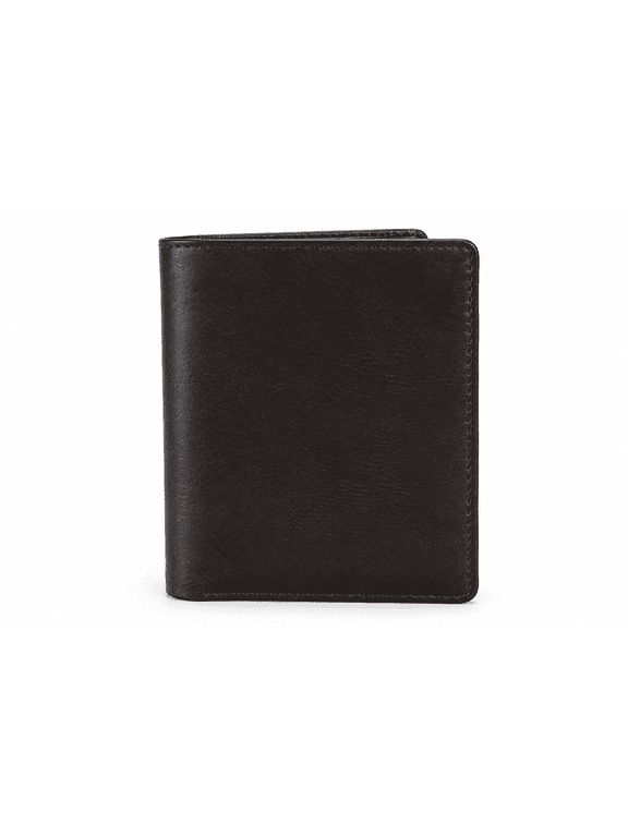 - Brown Textured Vertical Bi-Fold Wallet for Men, Slim Compact Design with Multiple Card Slots and Cash Compartment