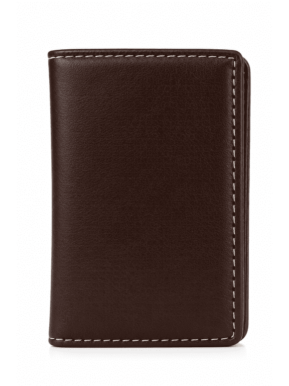 - Brown Vertical Card Holder Wallet for Men, Compact Slim Design with Multiple Card Slots, Cash Compartment and Secure Stitched Edges
