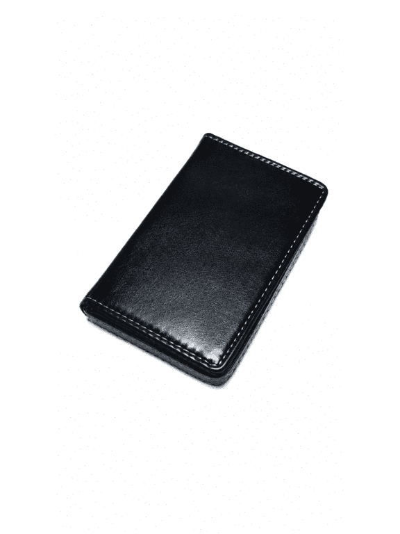 -Men's Leather Card Holder Wallet | Slim Vertical Card Wallet with Cash Pocket | Black