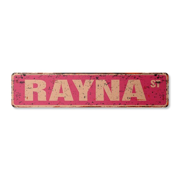 RAYNA Vintage Plastic Street Sign Childrens Name Room Sign | Indoor/Outdoor | Â 18" Wide
