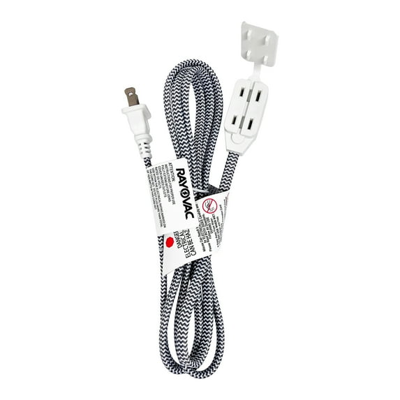 RAYOVAC Indoor Extension Cord, Braided, Gray and White, 6 Ft., FL-121-6
