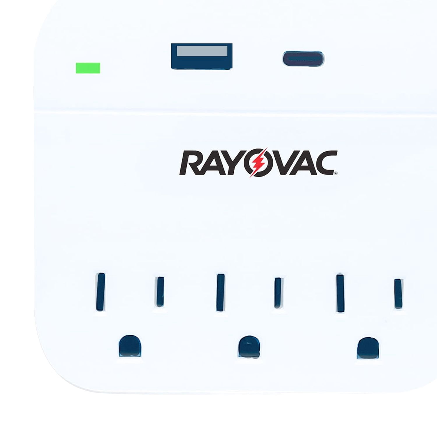 RAYOVAC Portable Surge Protector Wall Tap with Phone Holder, AC Outlets and 2 USB Ports (3 Outlet), SS-Q302C