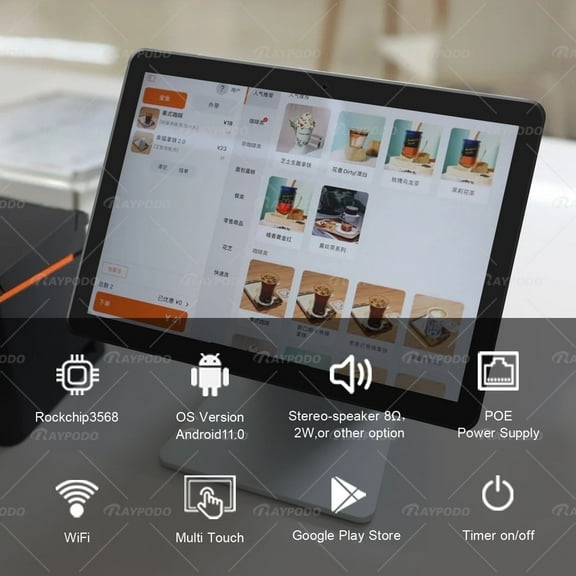 Raypodo 14 inch Android Smart Home Control Panel with PoE, Wall Mount, and Touchscreen Display