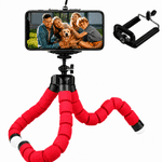RAYWOWO Flexible Phone Tripod, Portable Mini Camera Webcam Desk Stand, Travel Tripod for GoPro, DJI Pocket 4 3 Xtra Muse Insta360 for Video Recording, Vlogging, Red