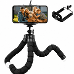 RAYWOWO Flexible Phone Tripod Stand with 360° Ball Head, Non-Slip Legs, Universal Phone Mount for Vlogging, Travel, Live Streaming, Black