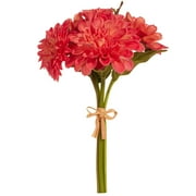 RAZ Imports 11" Real Touch Crimson Red Dahlia Flower, 5 Stem Bundle