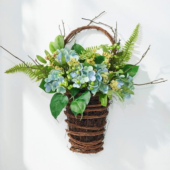 RAZ Imports 23" Premade Blue Hydrangea Spring Wall Basket