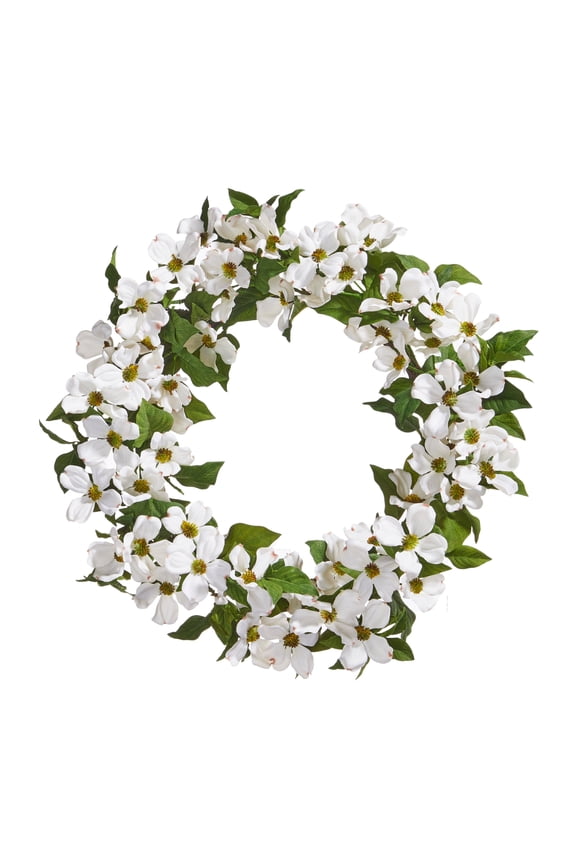 24" White Dogwood Flower Spring Easter Wreath