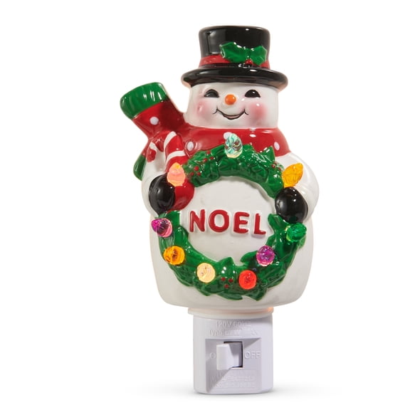 RAZ Imports 5.75" Retro Snowman Noel Ceramic Christmas Night Light