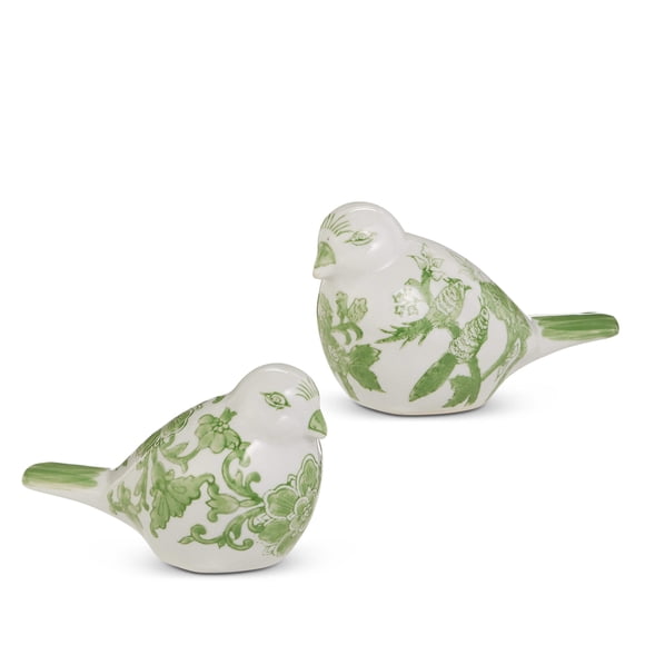 RAZ Imports 7.25" Green and White Chinoiserie Decorative Birds - Set of 2