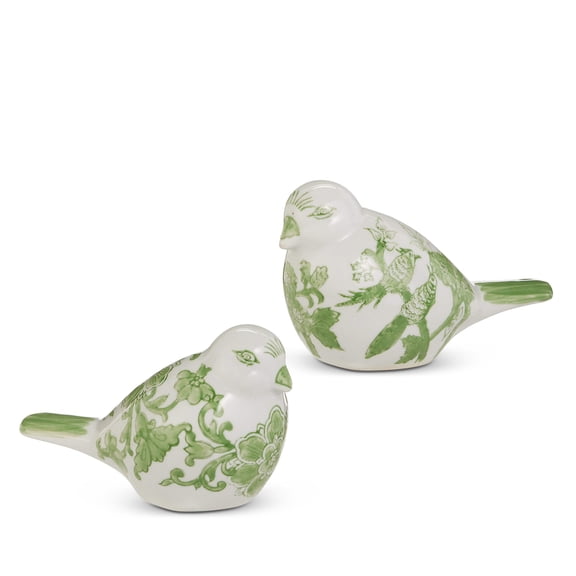 RAZ Imports 7.25" Green and White Chinoiserie Decorative Birds - Set of 2