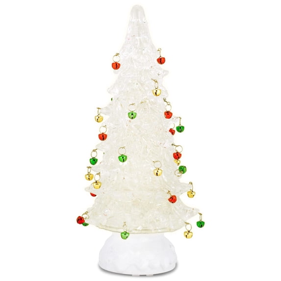 RAZ Imports 2022 Holiday Water Lanterns 12" Lighted Clear Tree with Jingle Bells and Swirling Glitter