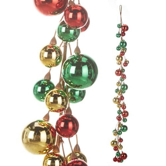 RAZ Imports Ball Garland, 4-Foot Length, Red, Green and Gold