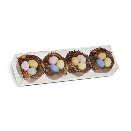 RAZ Imports Box of Nests with Speckled Eggs, 3-Inch, Multicolor, Box of 4