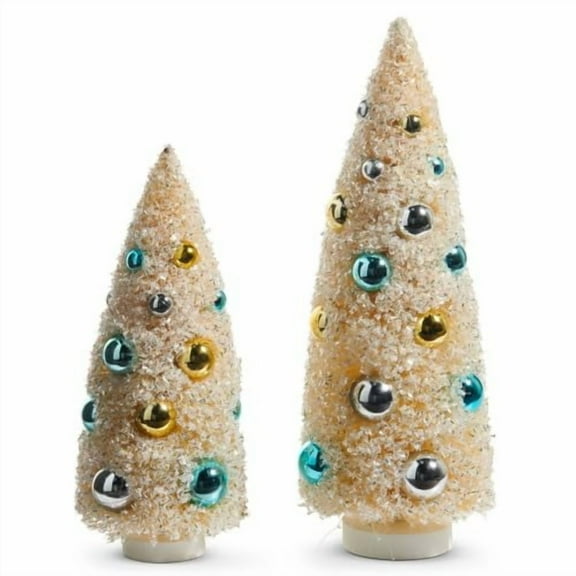 RAZ Imports Champagne Bottle Brush Trees Figurine, Set of 2
