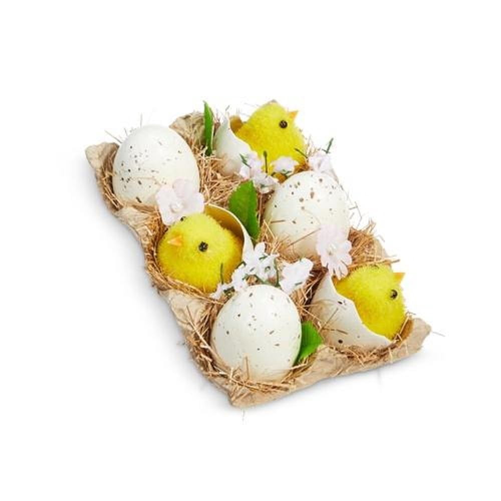 RAZ Imports Crate of Speckled Eggs and Chicks, Set of 6, Multicolor ...