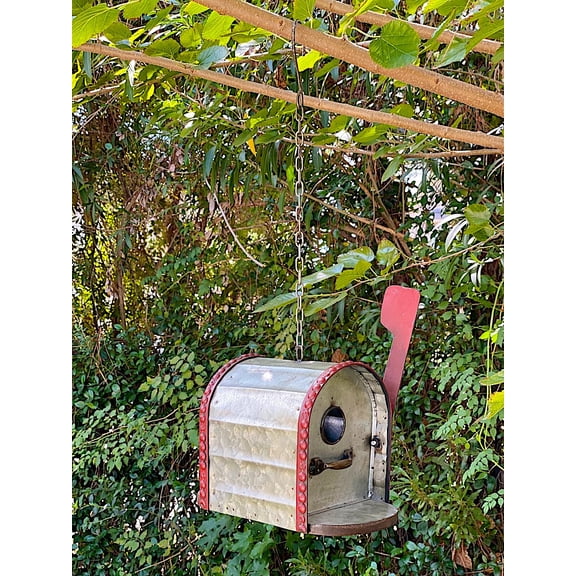 RAZ Imports Decorative Metal Birdhouse Mailbox Rustic Galvanized Indoor Outdoor Decor 7.5" x 10" x 6.5"