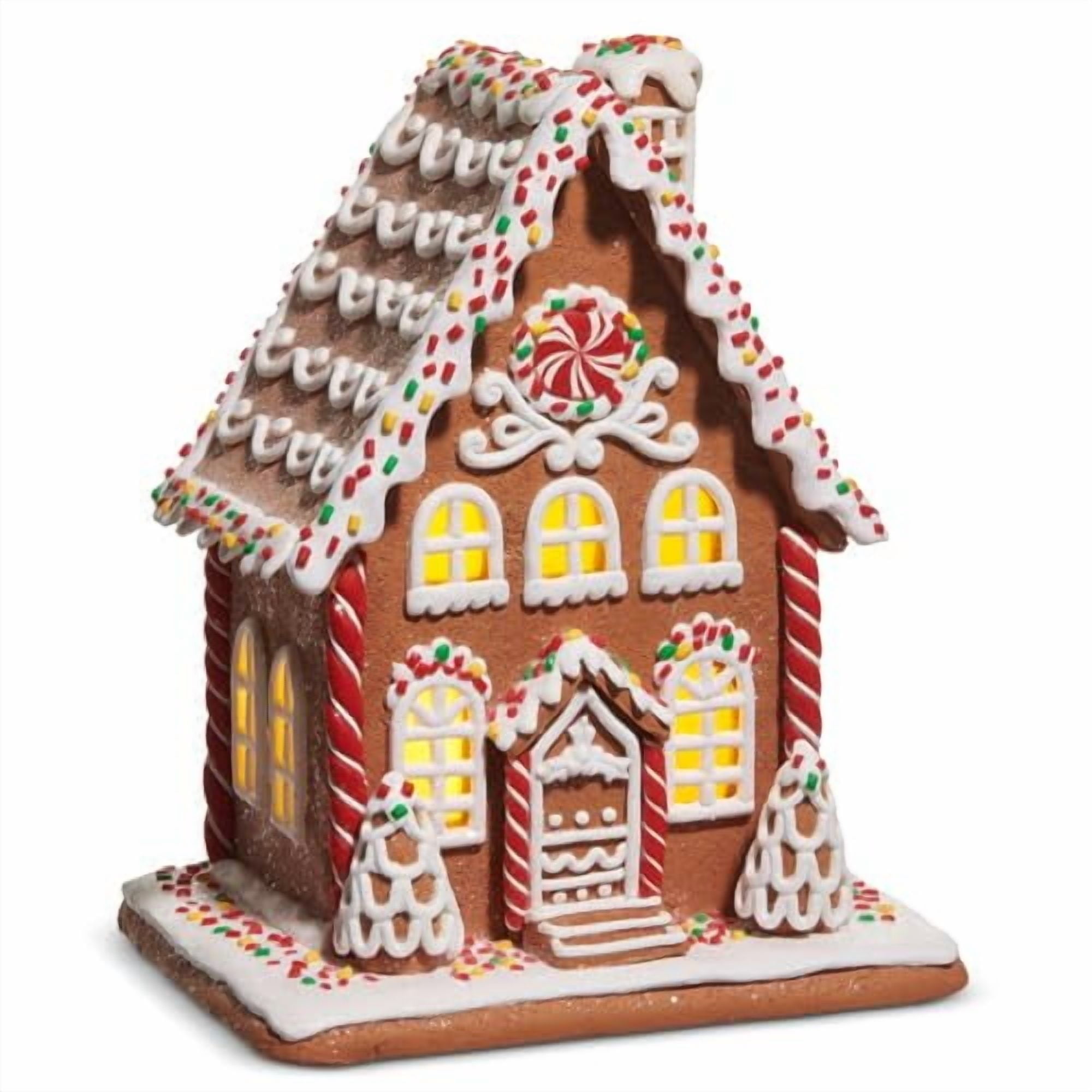 RAZ Imports Lighted Sprinkle Gingerbread House, 9-Inch, Multicolor