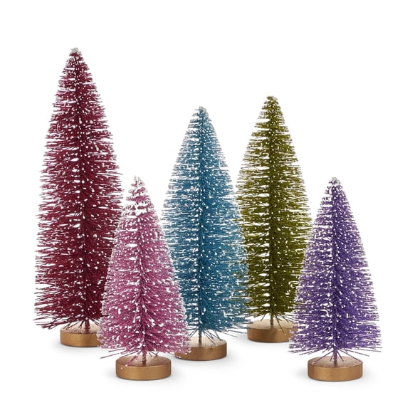 RAZ Imports Multicolor Glittered Trees, Set of 5