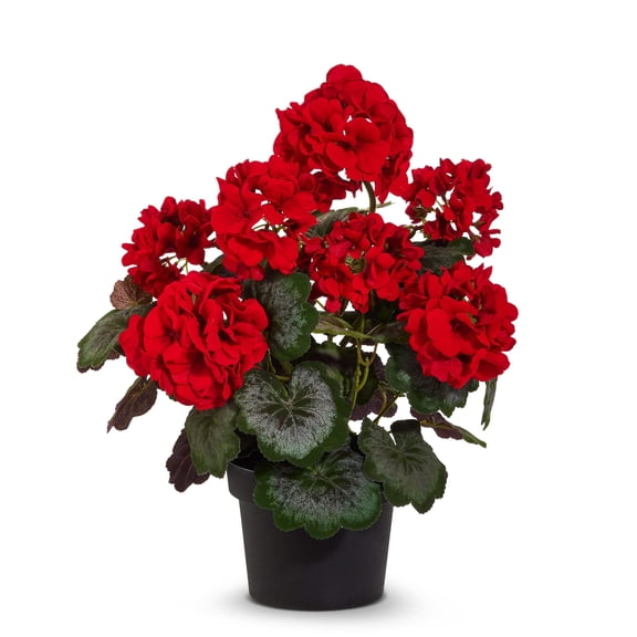 RAZ Imports 18" Red Geranium Potted Flowers for Fourth of July