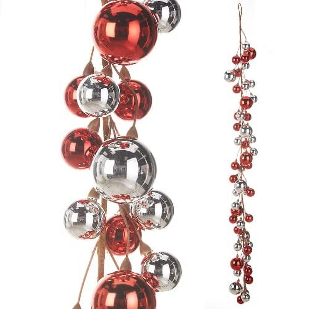 RAZ Imports Red and Silver Ball Garland, 4-Foot Length, Plastic ...