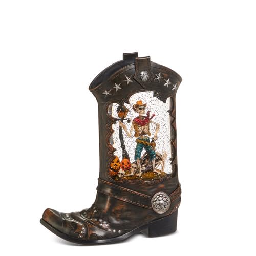 RAZ Imports Skeleton Lighted Water Boot Lantern, 10-Inch