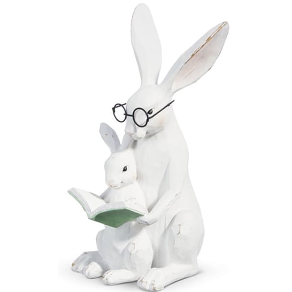 RAZ Imports Storytime Bunny and Baby Figurine 11 Inch Decorative Rabbit Accent