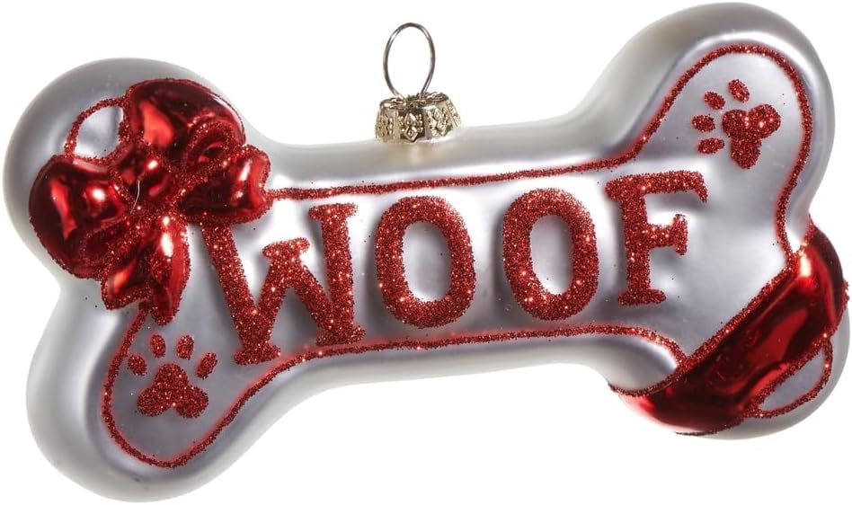 Raz Imports Woof Dog Bone Ornament