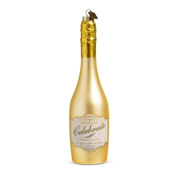 RAZ Imports by Eric Cortina 8.25" Congratulations Celebration Gold Champagne Bottle, Glass Collectible Ornament for Graduations, Anniversaries, Birthdays, Engagements, and Weddings