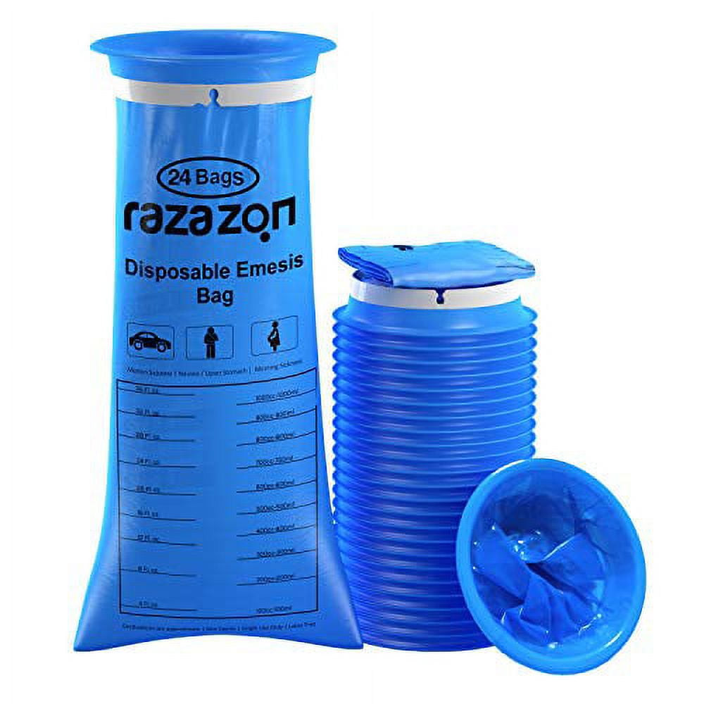 RAZAZON Vomit Bags Disposable Medical Grade for Adults 24 Pack Leak