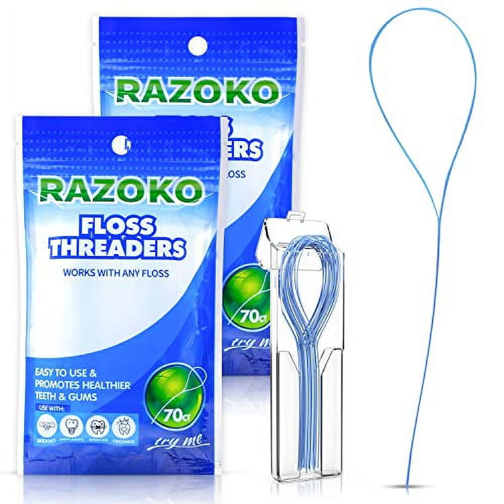 RAZOKO Floss Threaders Dental Floss Threaders for Braces, Bridges