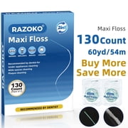 RAZOKO Threader Floss for Braces and Bridges 2-in-1 Fluffy Waxed Deep Teeth Cleaning Unflavored, 130 Pre-Cut Strands, 2 Pack