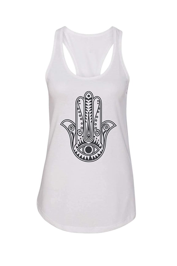 Women’s Cute Hamsa Hand Graphic Ideal Racerback Tank Top