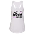 thumbnail image 1 of RB Clothing Co Women’s Funny Zombie Running Racerback Tank Top “Zombies Hate Fast Food”, 1 of 2