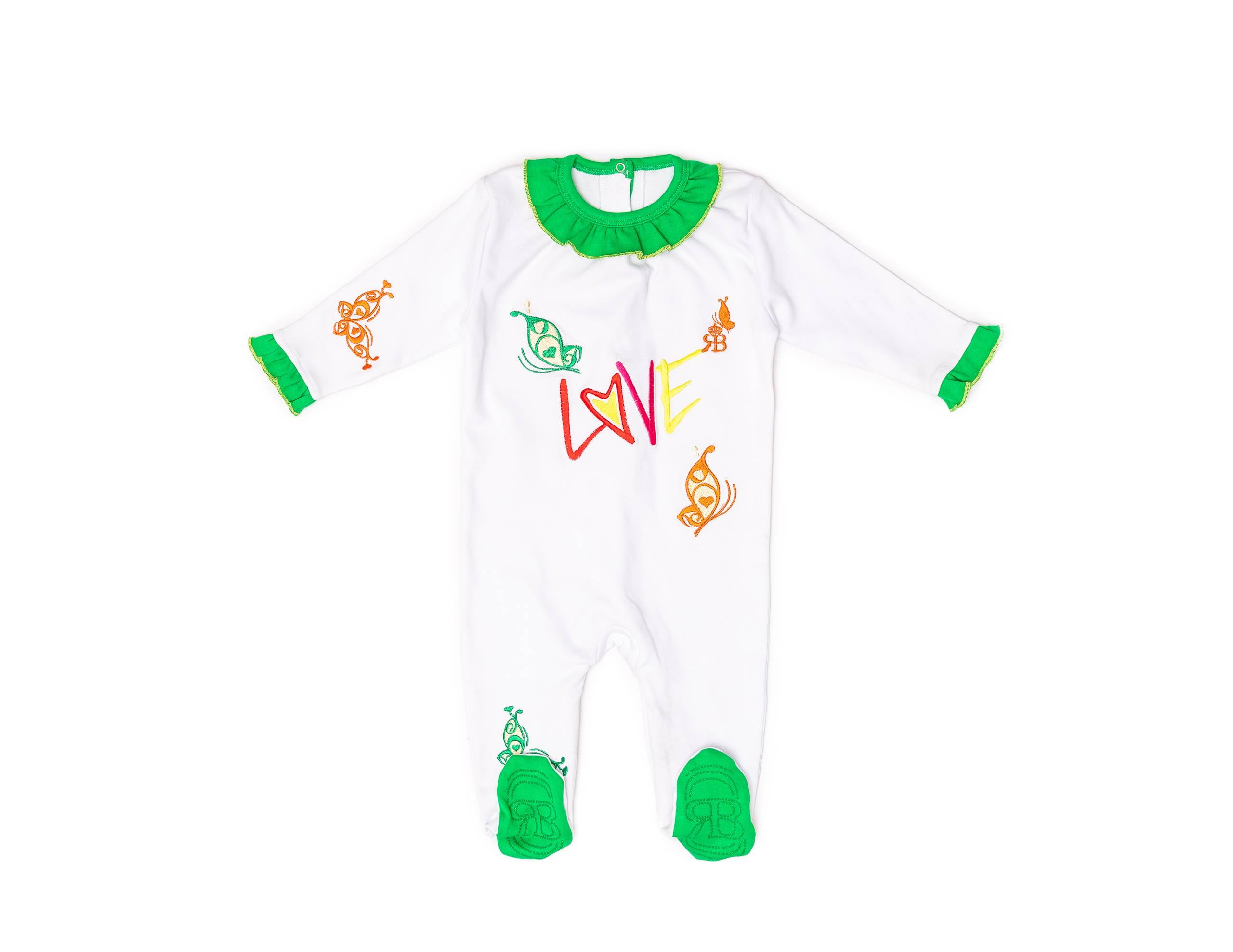 RB Royal Baby Organic Cotton Footed Overall, Footie (My Love) Multi Color - 3-6 Month