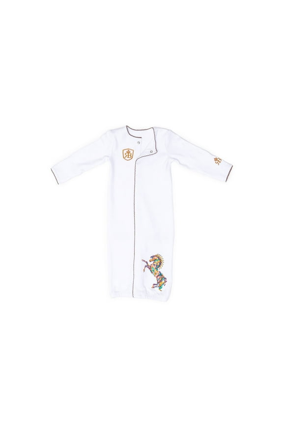 RB Royal Baby Organic Cotton Gloved Sleeve 2 in 1 Baby Gown Converter (Born to Be Wild) White - 3-6 Month