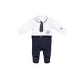 thumbnail image 1 of RB Royal Baby Organic Cotton Gloved-Sleeve Footed Overall, Footie (Little Man) White Navy - 3-6 Month, 1 of 1