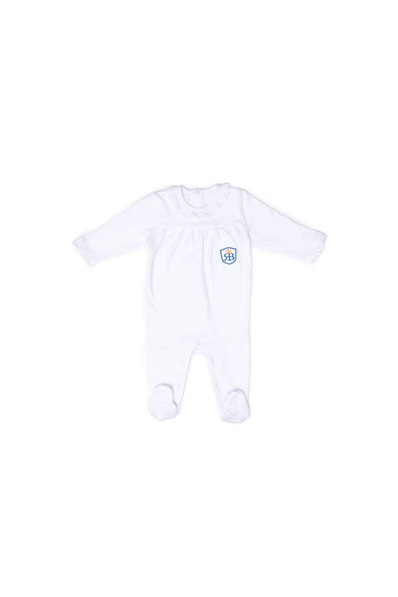 RB Royal Baby Organic Cotton Sleeve Footed Overall, Footie (Little Me) White - 3-6 Month