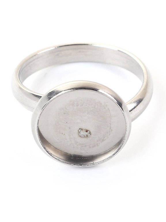 RB001A - 10 pcs. 304 Stainless Steel Cabochon Setting Bezel RING bases - Ring Size 7 US - Glue Pad 12mm - Hypoallergenic! Tarnish Resistant!