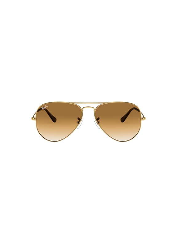 Unisex Size 58 Pilot Aviator Gradient Sunglasses with Case, Arista Gold/Clear Gradient Brown