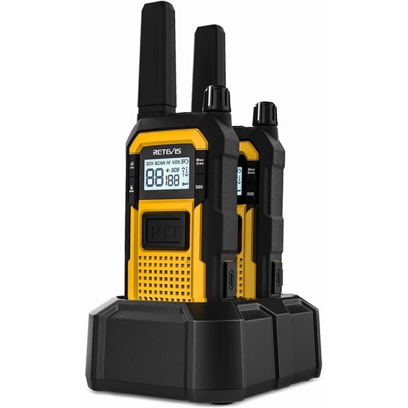 RB48 FRS Walkie Talkies Long Range,Mil-Standards 810H Two Way Radio | Rugged&IP67 Waterproof & Floating, Emergency Radio, Heavy-Duty,Dual PTT,Vibration Alert,NOAA,Rechargeable,20hr Battery,2 Pack