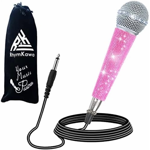 RB58 Pink Wired Microphone with 3.5M XLR Cable for Singing, Karaoke, DJ Mixer Speaker System$$Music
